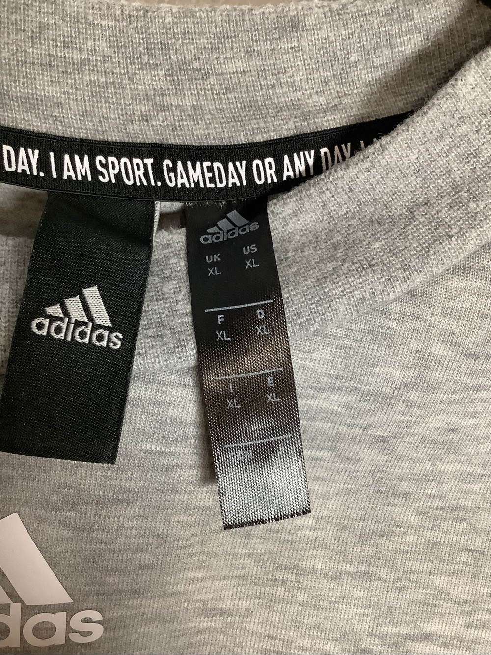 Adidas Men’s Grey Crewneck Sweater with Signature 3-Stripes - Picture 8 of 12